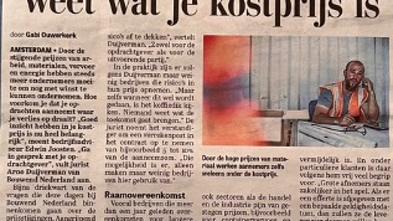 Zorg dat je je kostprijs kent!